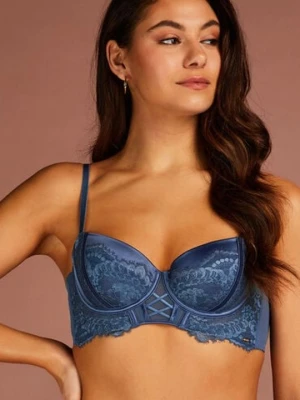 Hunkemöller Usztywniony biustonosz z fiszbinami longline Daan Niebieski