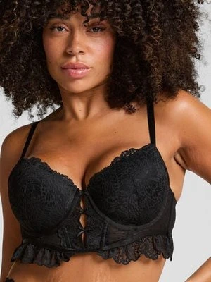 Hunkemöller Usztywniony długi biustonosz Posie z fiszbinami Czarny