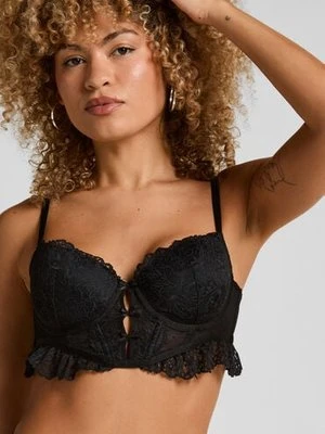 Hunkemöller Usztywniony długi biustonosz Posie z fiszbinami Czarny