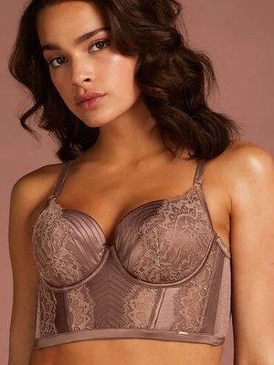 Hunkemöller Usztywniony długi biustonosz z fiszbinami Erika Brązowy