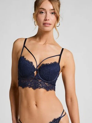 Hunkemöller Usztywniony długi biustonosz z fiszbinami Isabella Niebieski
