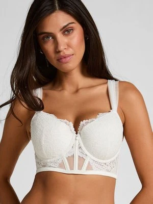 Hunkemöller Usztywniony długi biustonosz z fiszbinami Whitney Biały