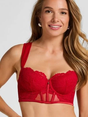 Hunkemöller Usztywniony długi biustonosz z fiszbinami Whitney Czerwony