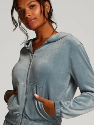 Hunkemöller Welurowa bluza z kapturem Niebieski