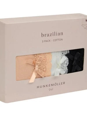 Hunkemöller Wielopak Bawełnianych Majtek Brazilian Beżowy