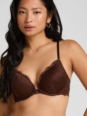 Hunkemöller Wyściełany biustonosz push-up z fiszbinami Marine Brązowy