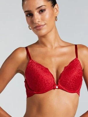 Hunkemöller Wyściełany biustonosz push-up z fiszbinami Marine Czerwony