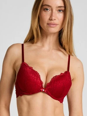 Hunkemöller Wyściełany biustonosz push-up z fiszbinami Marine Czerwony