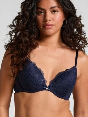 Hunkemöller Wyściełany biustonosz push-up z fiszbinami Marine Niebieski