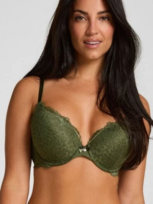 Hunkemöller Wyściełany biustonosz push-up z fiszbinami Marine Zielony