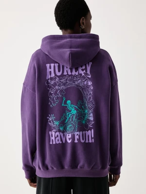 Hurley bluza z kapturem damska z bawełną fioletowy