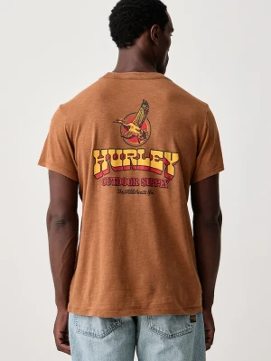 Hurley T-shirt męski bawełniany Wild Fowl brązowy
