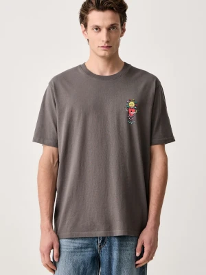 Hurley T-shirt oversize męski bawełniany Etam Cat szary