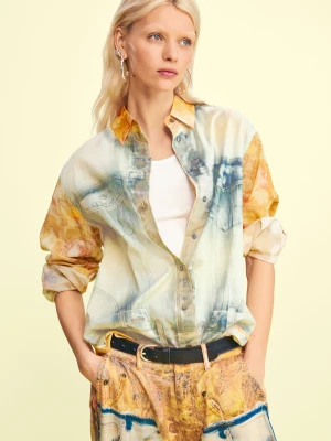 Hybrydowa koszula denim Desigual żółty