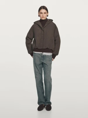 Hydrofobowa Bomberka Z Kapturem - Ciemnoszary - - Massimo Dutti - Kobieta