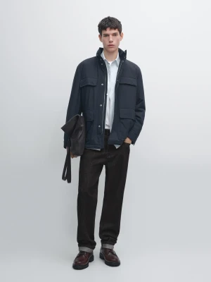 Hydrofobowa Kurtka Pikowana Z Kieszeniami - Granatowy - - Massimo Dutti - Mężczyzna