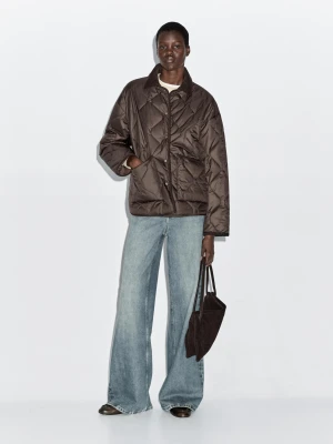 Hydrofobowa Kurtka Pikowana Ze Sztruksowymi Elementami - Bordowy - - Massimo Dutti - Female