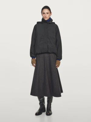 Hydrofobowa Pikowana Parka Z Wysokim Kołnierzem - Czarny - - Massimo Dutti - Kobieta