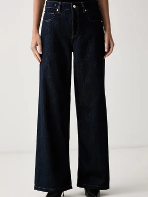 iBlues jeansy wide leg damskie IBLNINABLUE granatowy