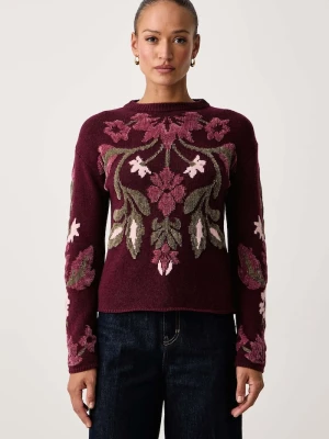iBlues sweter damski z wełną IBLAZOTO bordowy