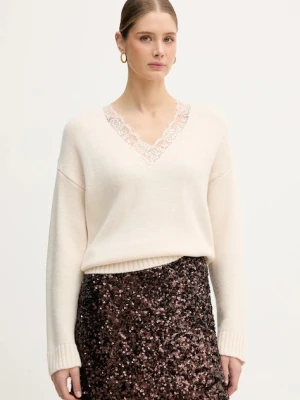 IBlues sweter z domieszką wełny RICAMO damski kolor beżowy 2527366025200