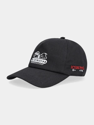 Iceberg czapka z daszkiem bawełniana kolor czarny 7105 6967