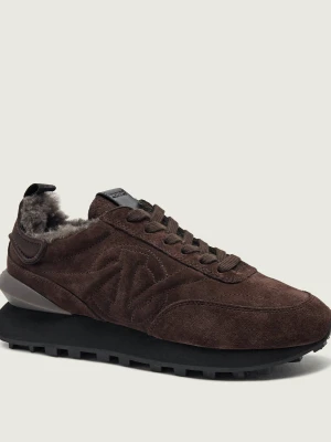 Iceberg Ocieplane sneakersy | zamsz | shearling | z dodatkiem wełny brązowy