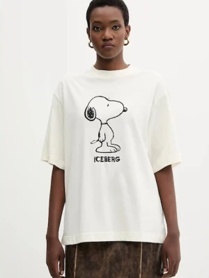 Iceberg t-shirt bawełniany damski kolor beżowy F5B2 6325