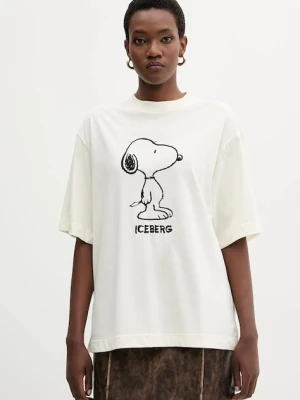 Iceberg t-shirt bawełniany damski kolor beżowy F5B2 6325