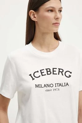 Iceberg t-shirt bawełniany damski kolor biały F021 6325