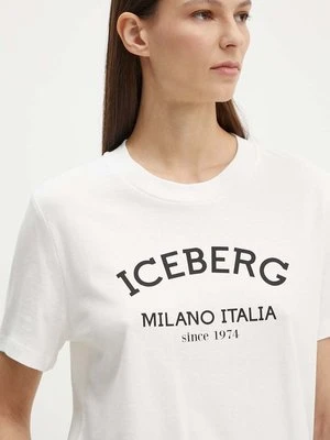 Iceberg t-shirt bawełniany damski kolor biały F021 6325