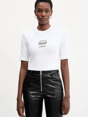 Iceberg t-shirt bawełniany damski kolor biały F071 6302