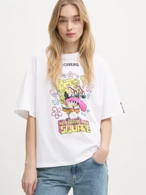 Iceberg t-shirt bawełniany damski kolor biały F51A 6325