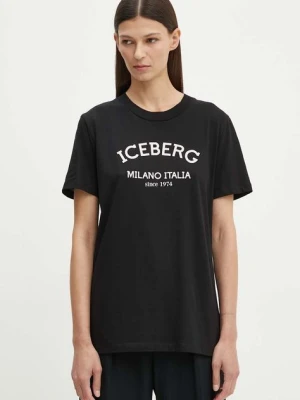 Iceberg t-shirt bawełniany damski kolor czarny F021 6325