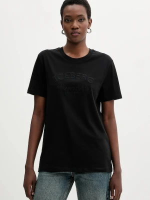 Iceberg t-shirt bawełniany damski kolor czarny F021 6327