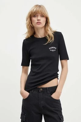 Iceberg t-shirt bawełniany damski kolor czarny F071 6302