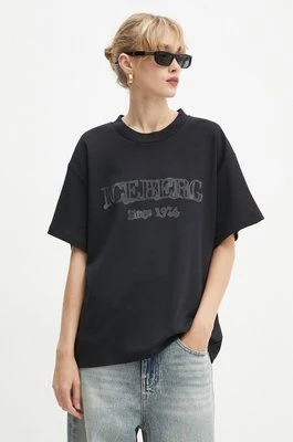 Iceberg t-shirt bawełniany damski kolor czarny F5C1 6307