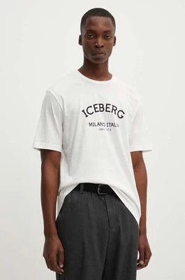 Iceberg t-shirt bawełniany kolor beżowy z nadrukiem