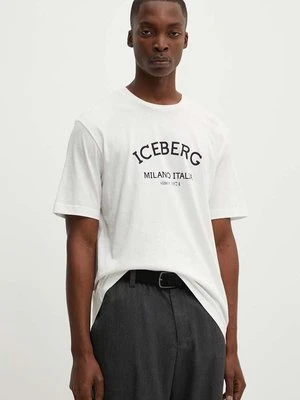 Iceberg t-shirt bawełniany kolor beżowy z nadrukiem