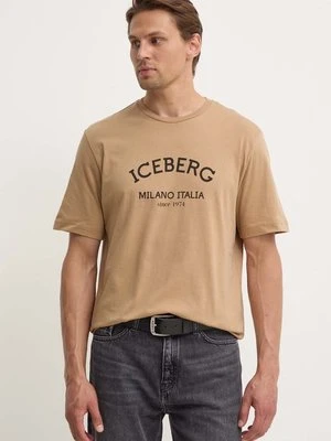 Iceberg t-shirt bawełniany kolor beżowy z nadrukiem