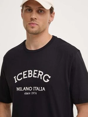 Iceberg t-shirt bawełniany kolor czarny z nadrukiem