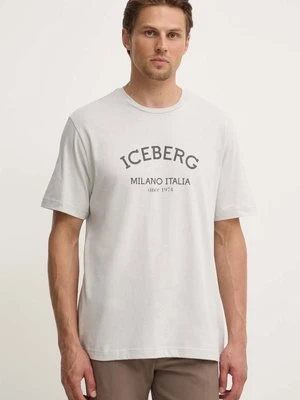 Iceberg t-shirt bawełniany kolor szary z nadrukiem