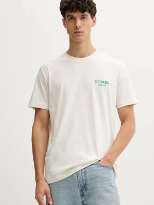 Iceberg t-shirt bawełniany męski kolor beżowy z aplikacją F046 6327
