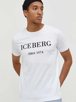 Iceberg t-shirt bawełniany męski kolor biały z nadrukiem