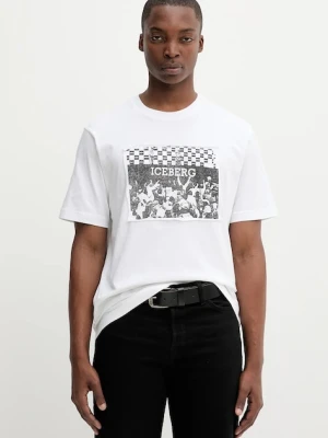 Iceberg t-shirt bawełniany męski kolor biały z nadrukiem
