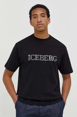 Iceberg t-shirt bawełniany męski kolor czarny z nadrukiem