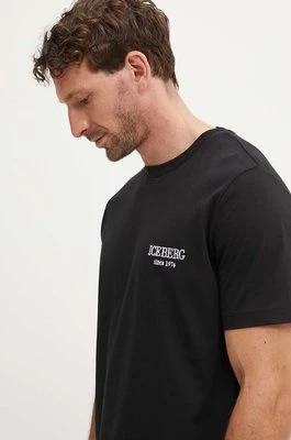 Iceberg t-shirt bawełniany męski kolor czarny z nadrukiem