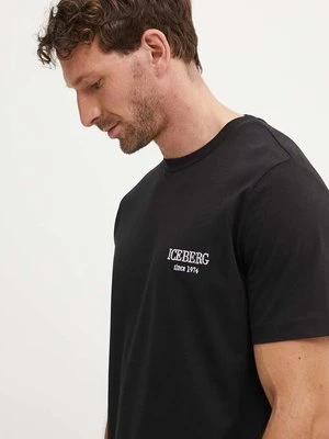 Iceberg t-shirt bawełniany męski kolor czarny z nadrukiem