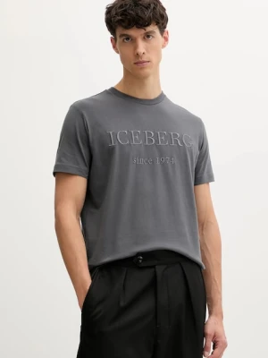 Iceberg t-shirt bawełniany męski kolor szary z nadrukiem F014 6327