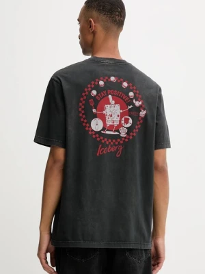 Iceberg t-shirt bawełniany męski kolor szary z nadrukiem F026 6335